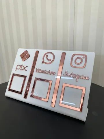 Placa Tripla para Pix/WhatsApp/Instagram p/ Loja