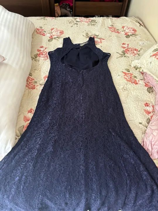 Vestido Longo Azul de Renda - Foto 3