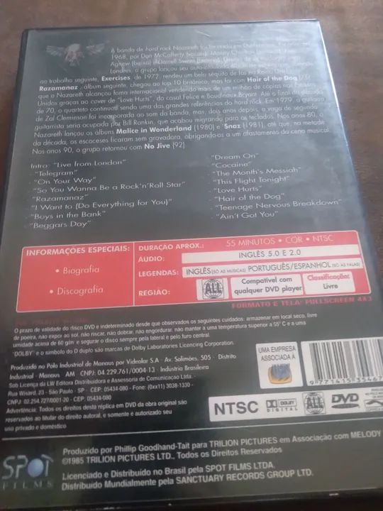 DVD da banda Nazareth  - Foto 4