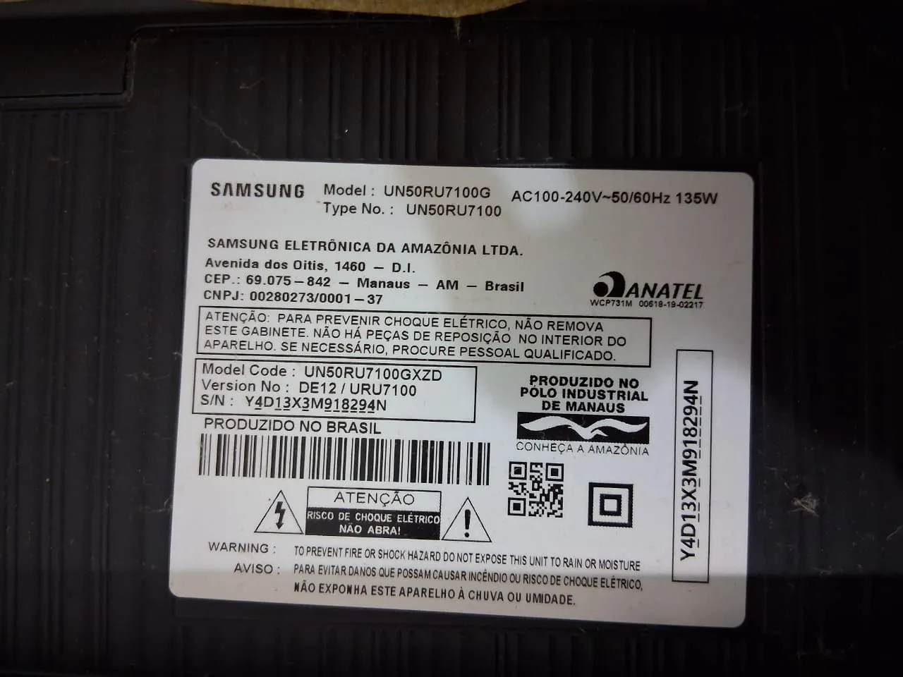 TV Samsung 50 polegadas UN50RU7100G