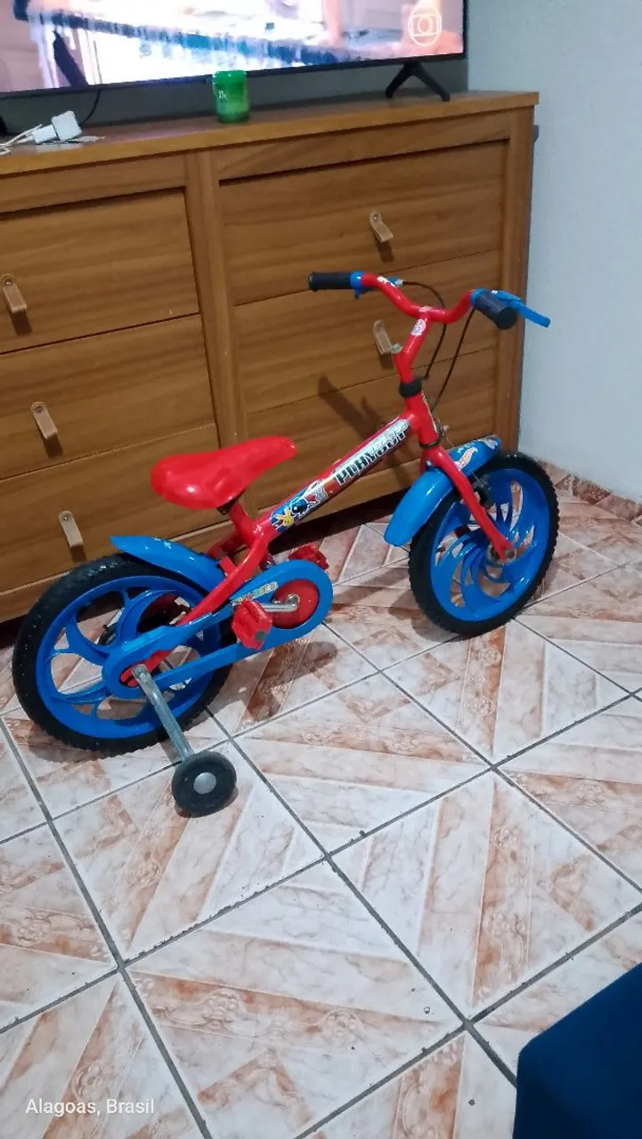 Bicicleta Infantil Vermelha e Azul