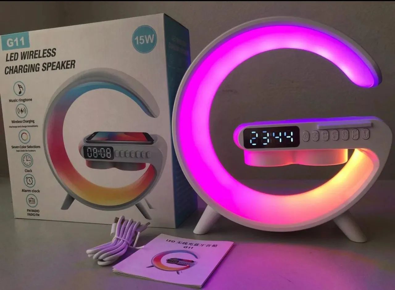 Caixa de Som Bluetooth com Carregador Wireless e Relógio Digital/ SUPER OFERTA 