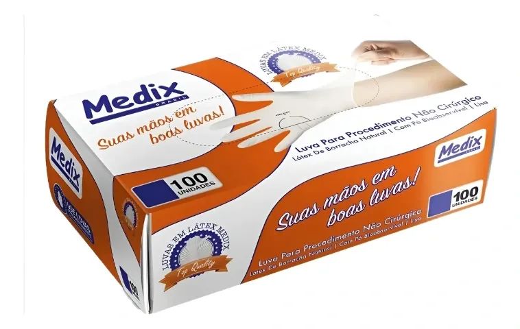 Luva Latex Com Pó C/100 Unidades Medix - Tamanho M