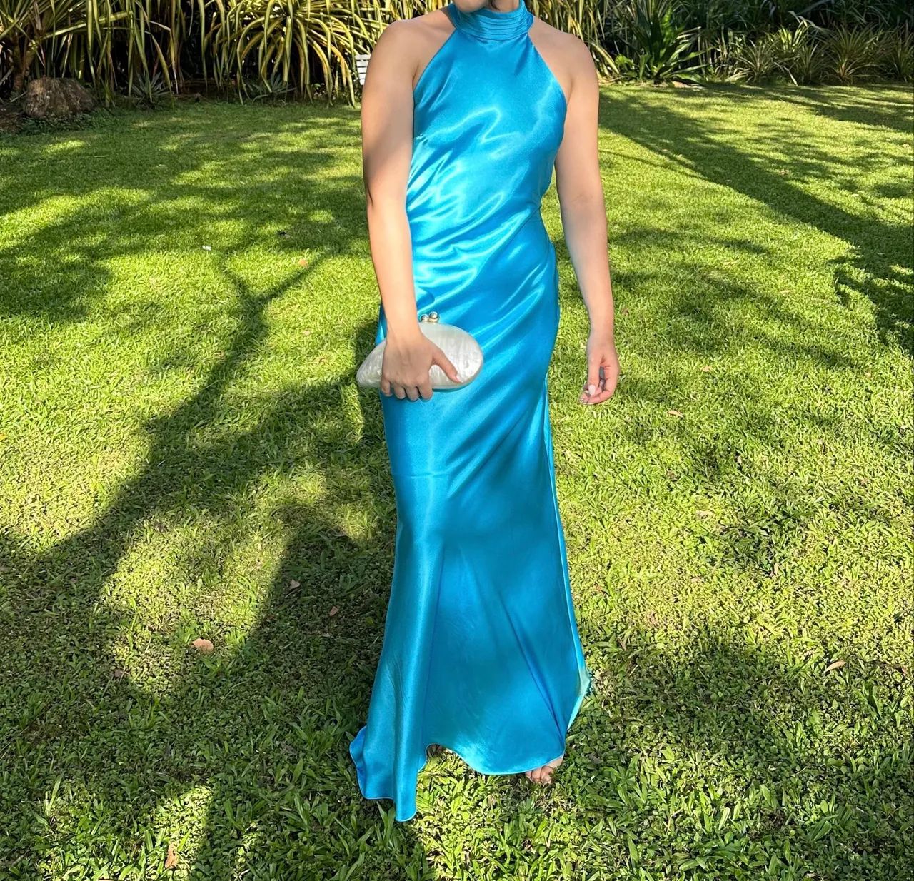 Vestido festa azul tam P sob medida usado 1x Roupas Jardim São