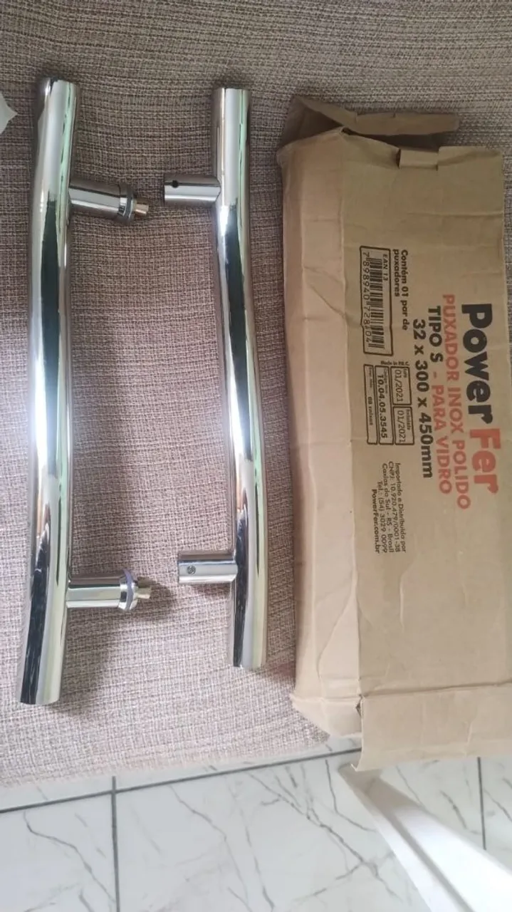 Puxador Inox Polido Power Fer para Vidro