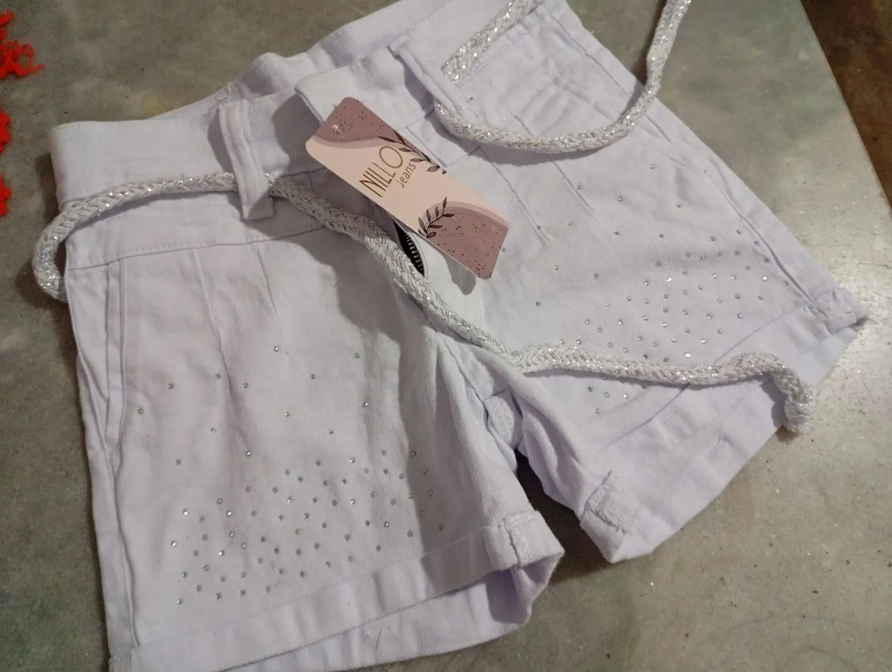 Shorts jeans branco infantil 