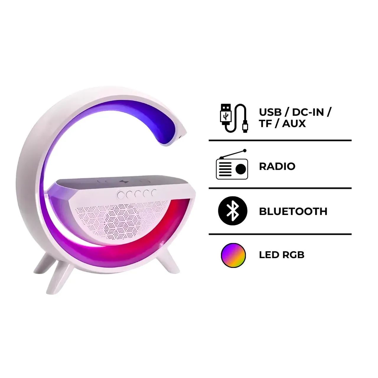 Luminária Inteligente com Caixa De Som e Carregador Indução - Foto 3