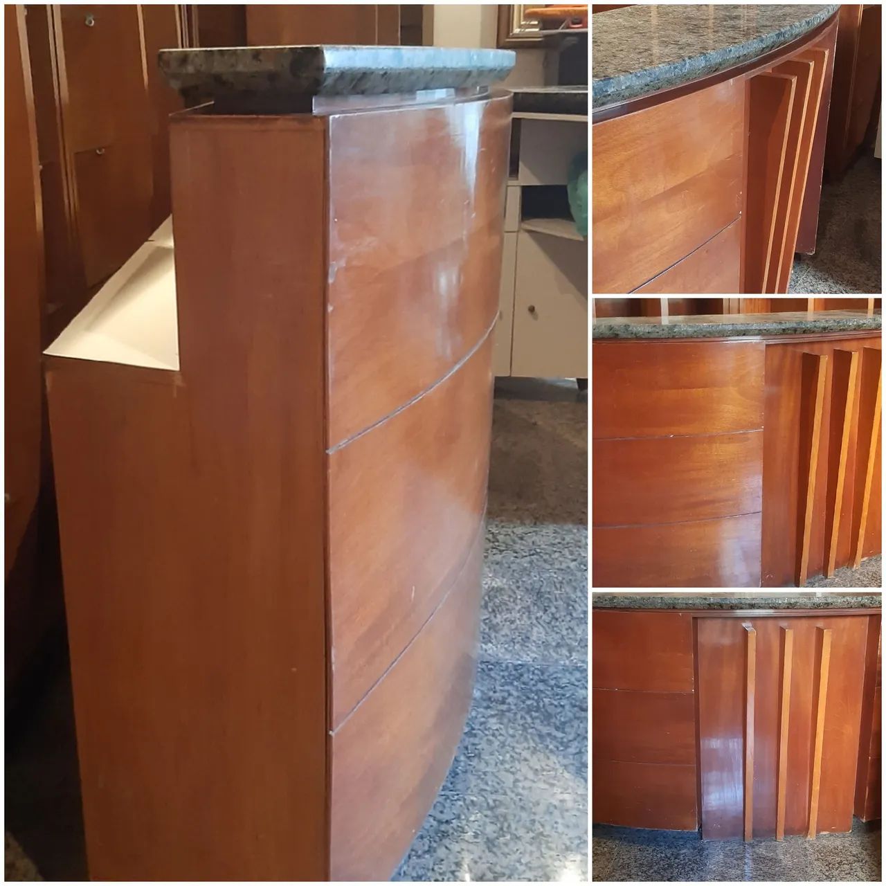 Balcão de madeira e granito