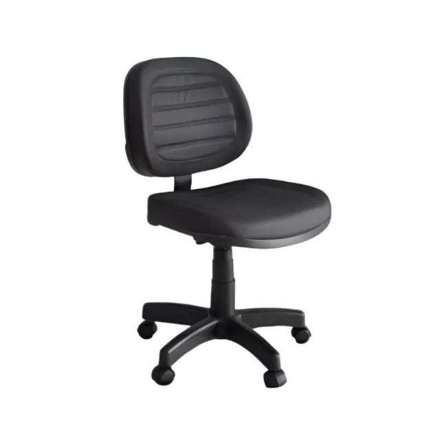 Cadeira Executiva Giratória Preta Sem Braços Costurada Ergonômica Confortável 31002
