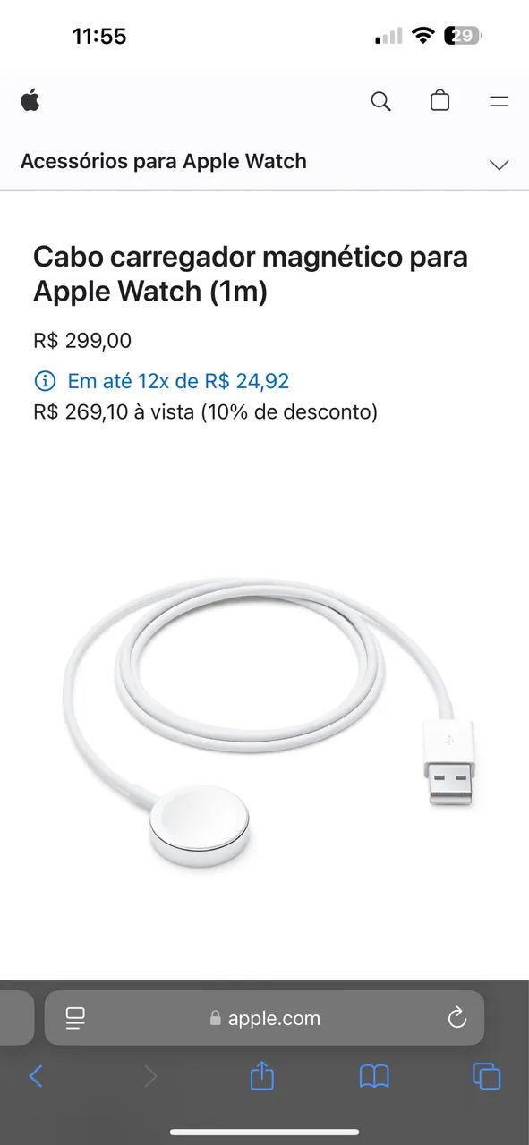Cabo Carregador Apple Watch original Apple indução - Foto 6