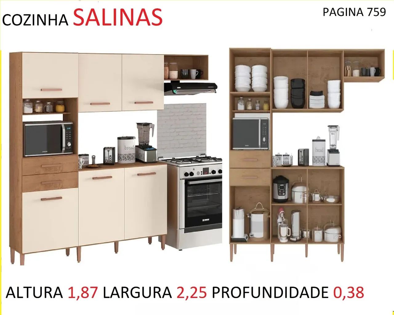 Conjunto de Armários de Cozinha Salinas - Novo