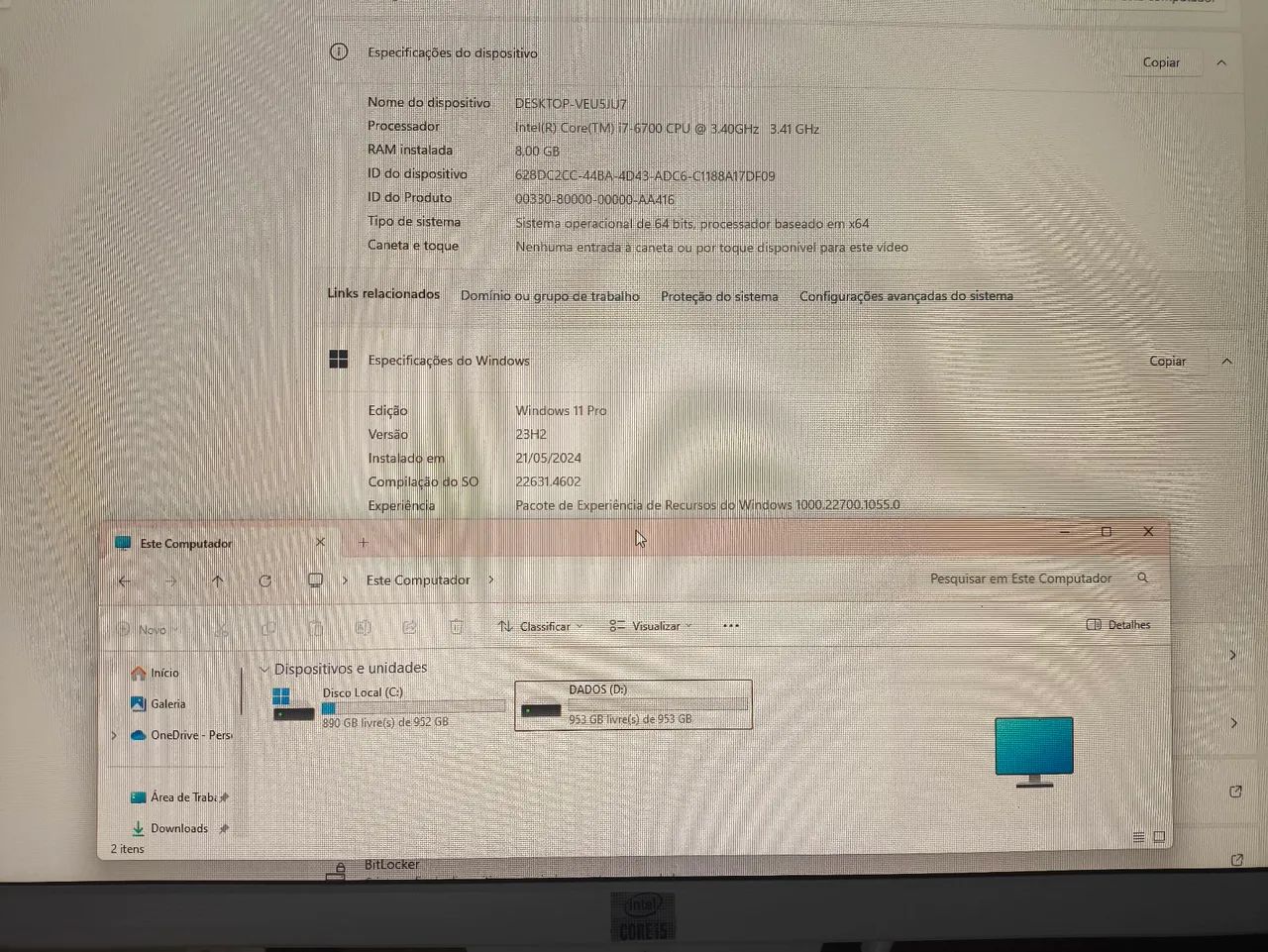 Desktop ALL IN ONE  Intel Core i7 6500 - 8GB RAM - Windows 11 Pro