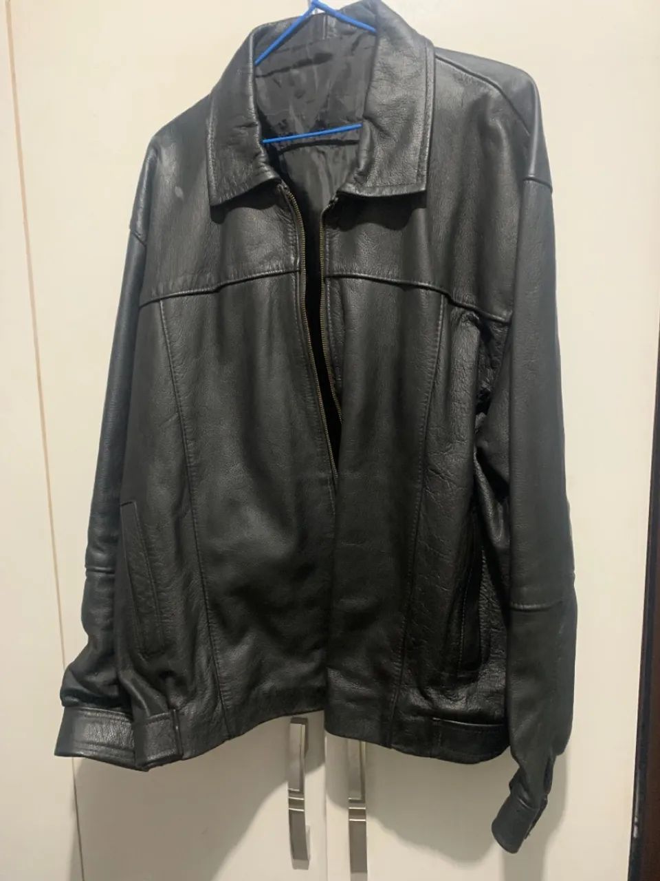 Jaqueta de couro masculina preta - Foto 5