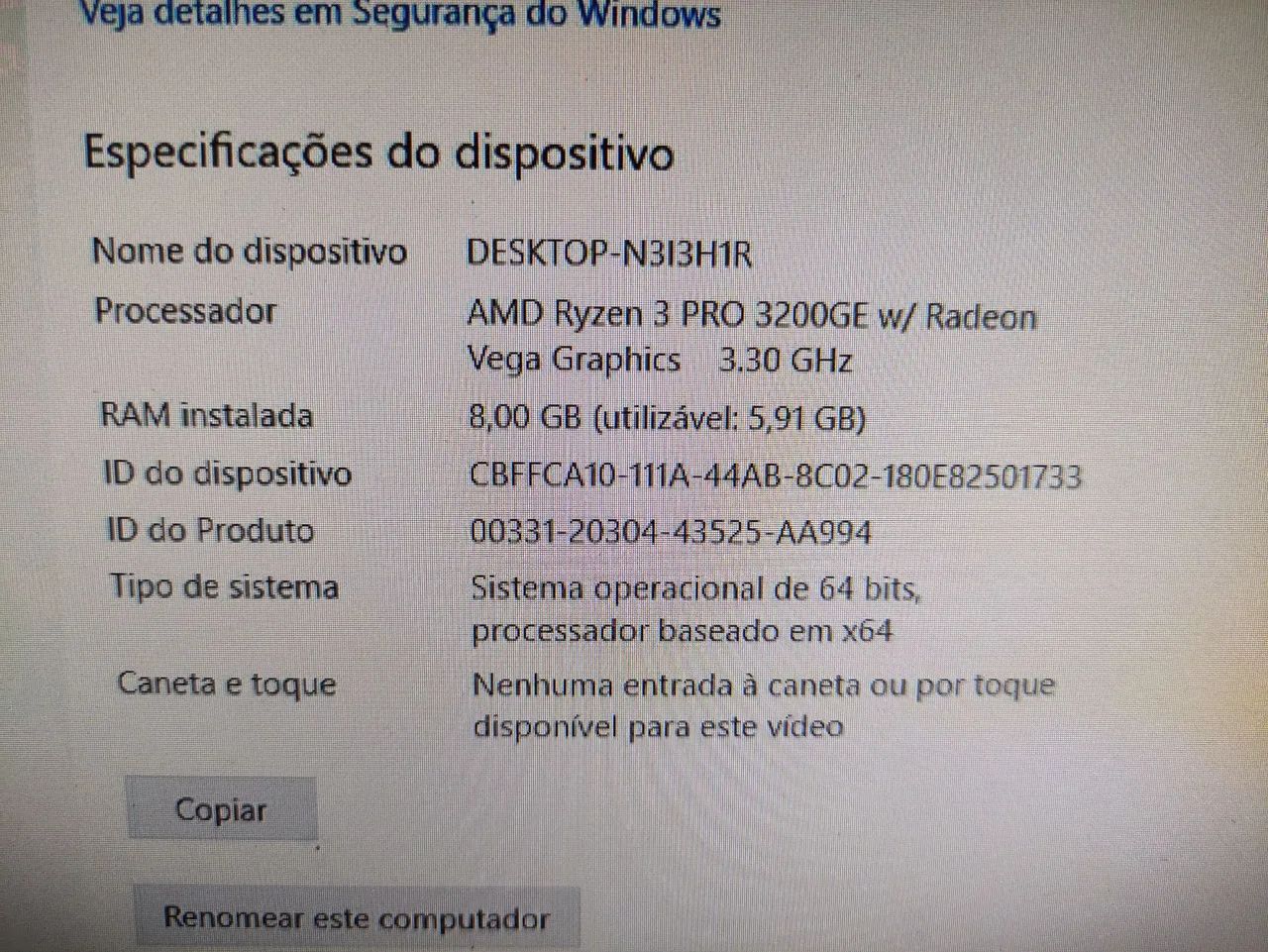  AMD Ryzen 3 PRO 3200GE