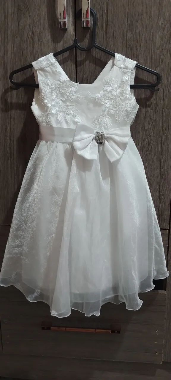 Vestido de festa branco para menina / idade: 2 à 3 anos