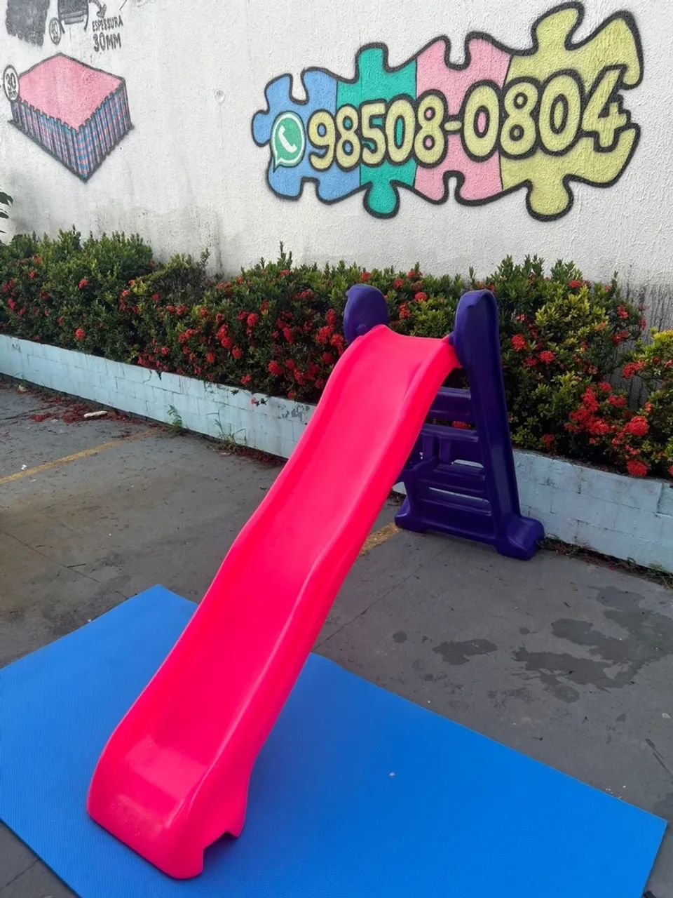 Escorrega infantil 4 degraus, suporta 90 kilos 