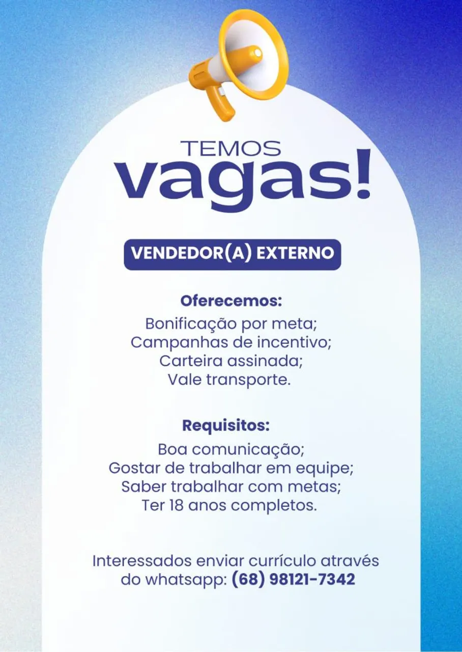 CONTRATA-SE VENDEDOR EXTERNO