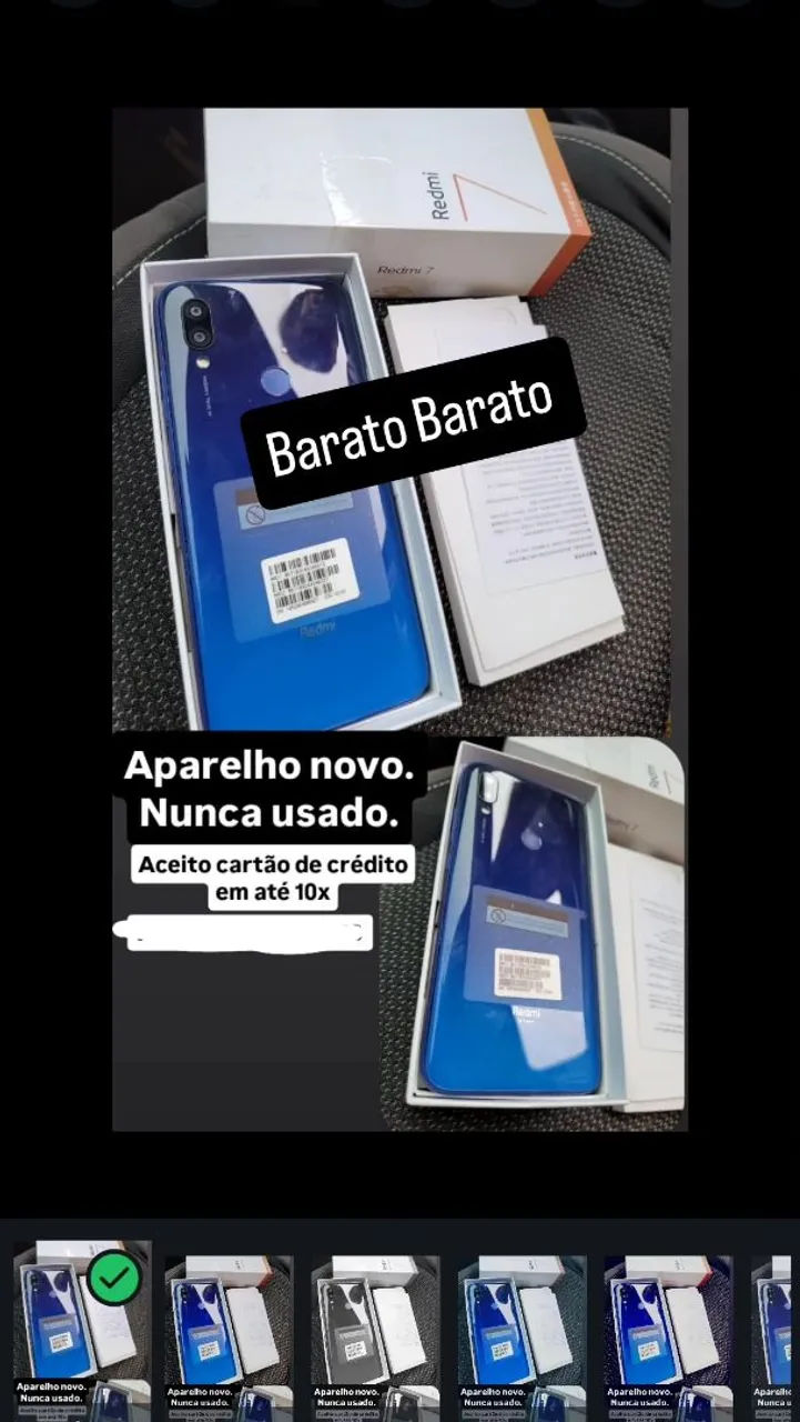 Vendo redmi7, celular lacrado. Nunca usado. Aceito cartão