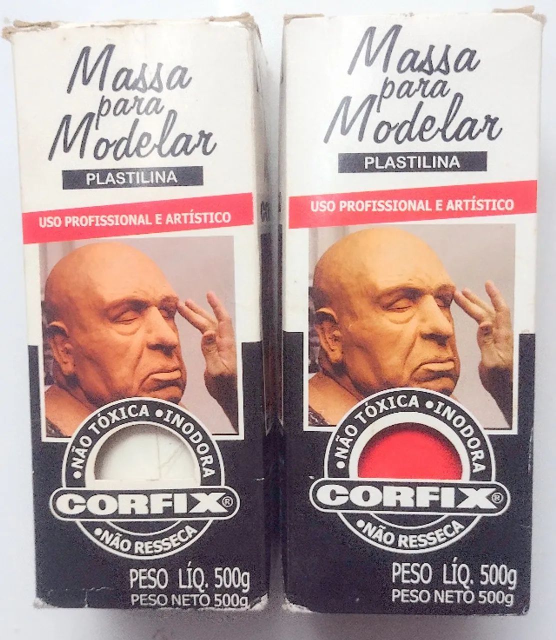 Massas para modelar atóxicas (Plastilina) branca e vermelha