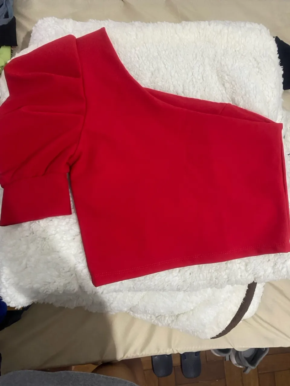 Blusa Feminina Vermelha Ombro Só Manga Bufante