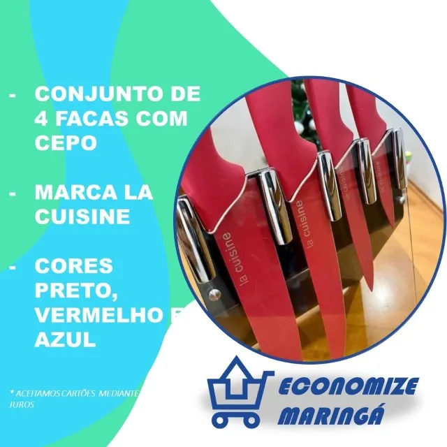 Conjunto de 4 Facas com Cepo - La Cuisine