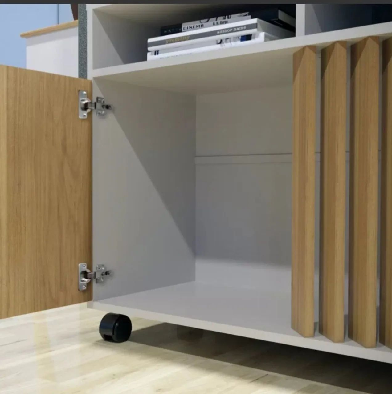 Rack com Painel Viena Tv Até 55 Polegadas C/ Rodízios Valdemoveis Off/Cinamomo <br> - Foto 4