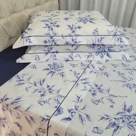 Jogo de Cama Azul Floral 4 pçs 200 fios Queen - Foto 2