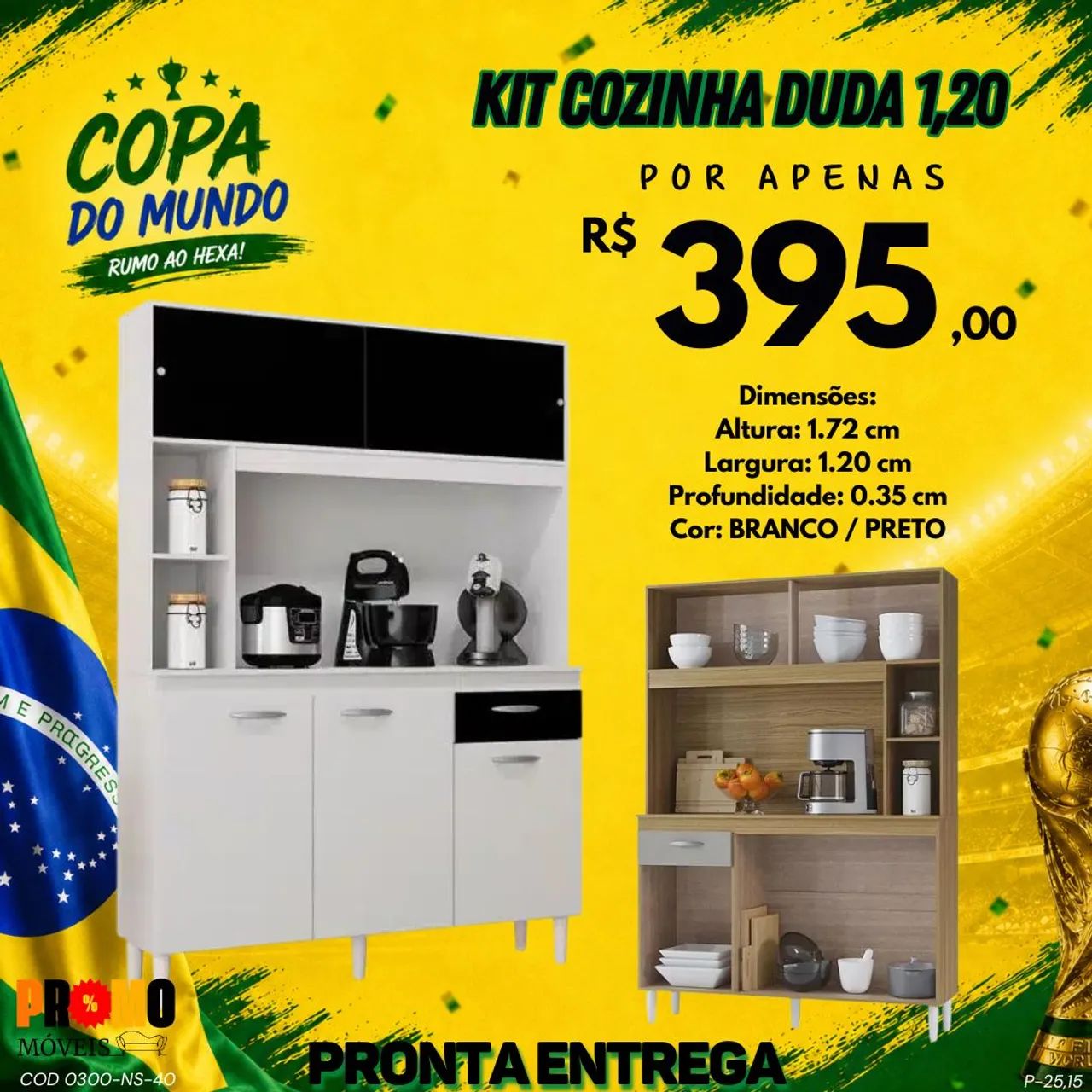 Armário de cozinha com design moderno e funcional