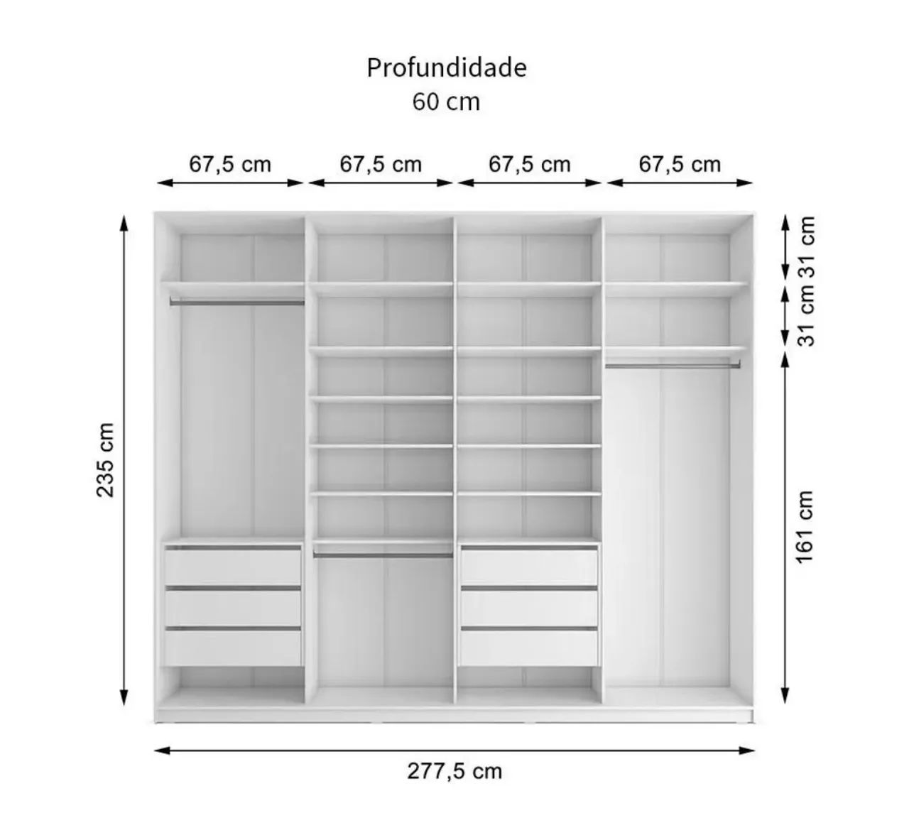 Guarda Roupa Casal Branco com Espelhos - Foto 4