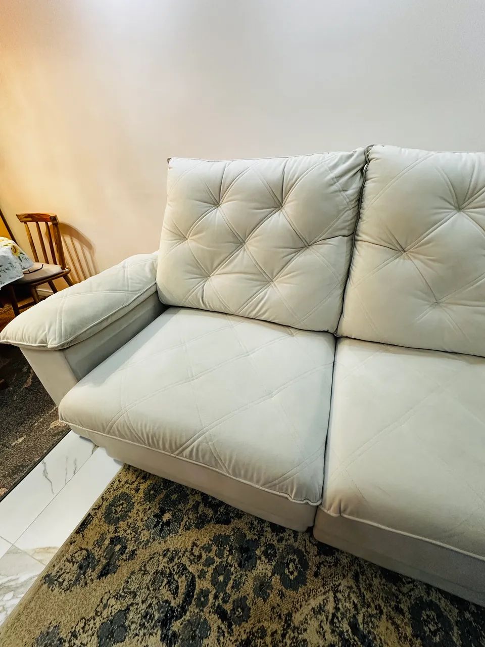 Sofá Retrátil e Reclinável 2,40 m - Suede Bege | Pillow Top | Molas Ensacadas - Foto 5