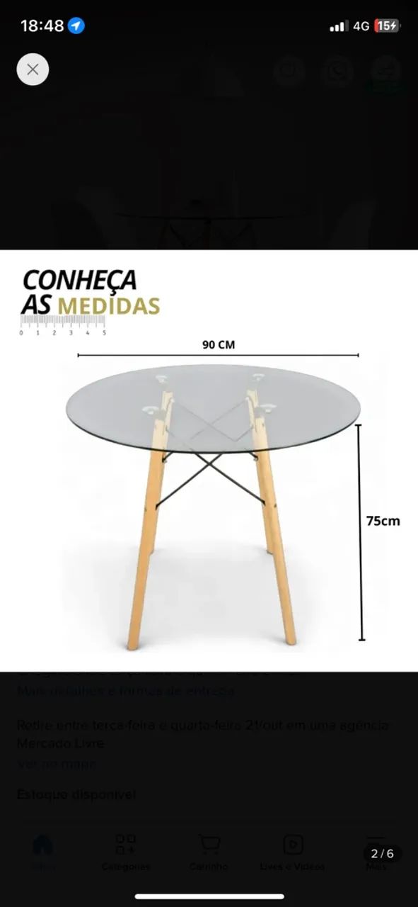 Mesa redonda de vidro