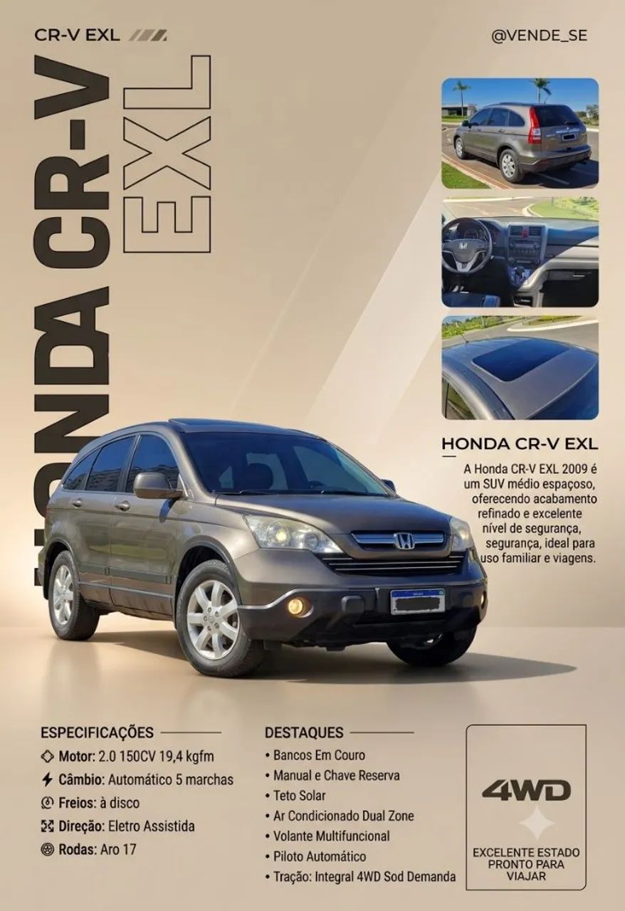 Honda Cr-V CR-V EXL 2.0 16V 4WD/2.0 Flexone Aut. 2009