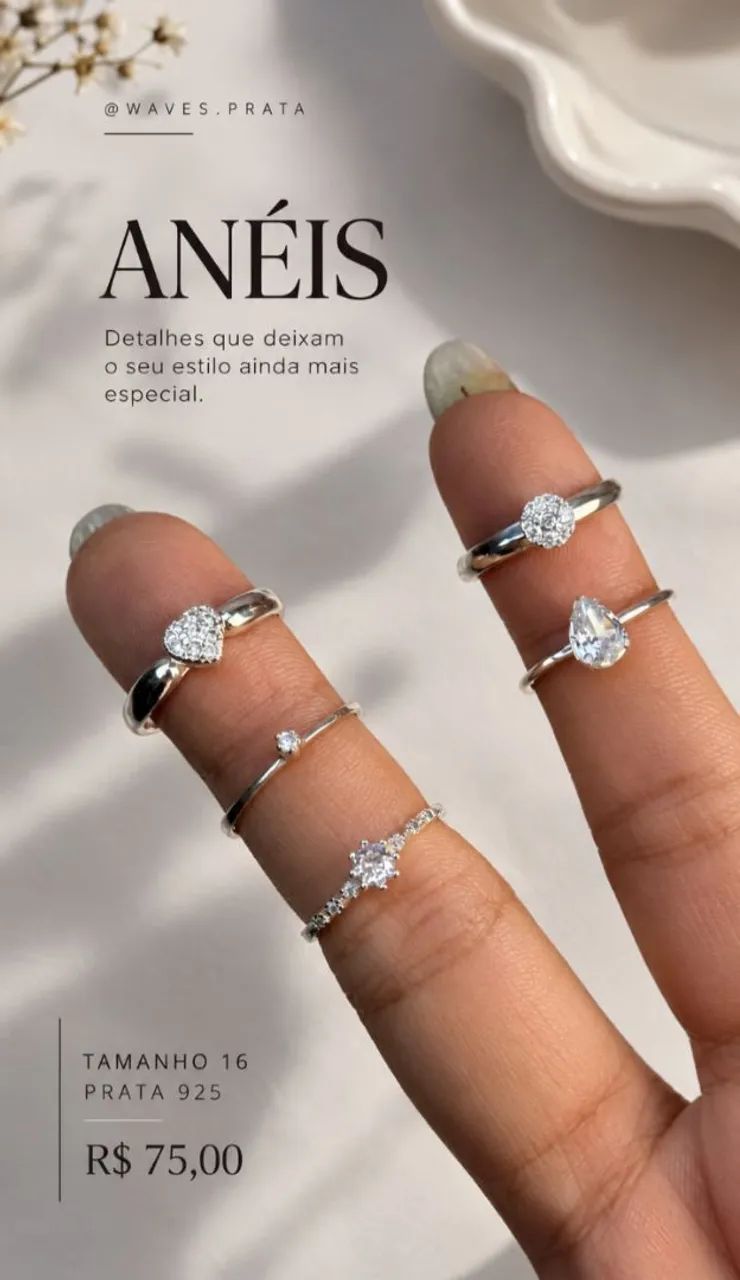 Anéis Tamanho 16 Prata 925