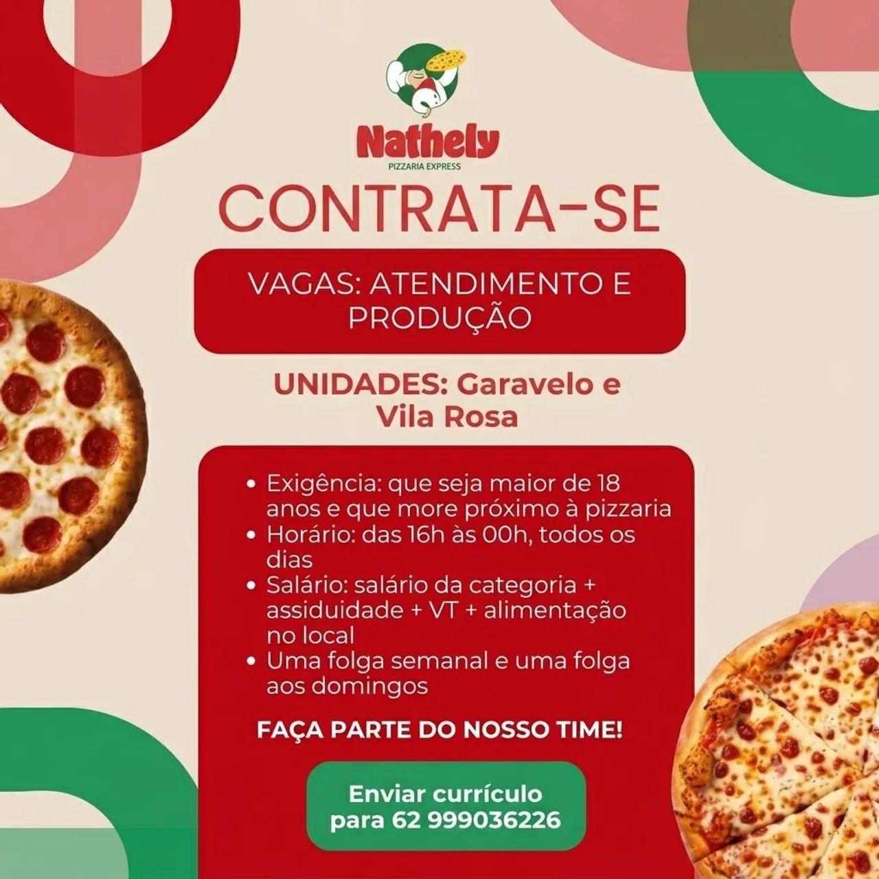 Pizzaria Contrata - atendimento e Produção 