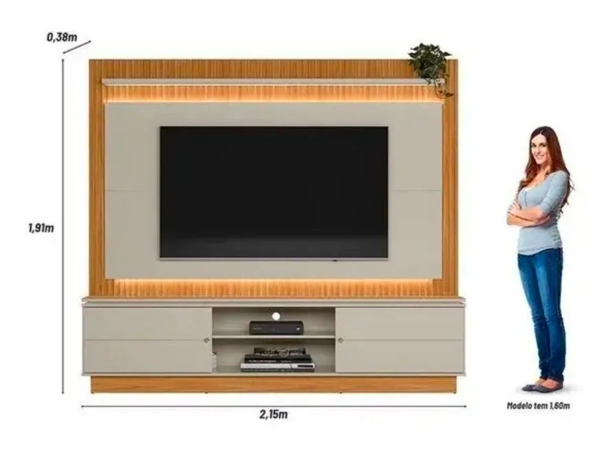 Estante Ripado Para Tv Até 75 Polegadas Com Led Mdf