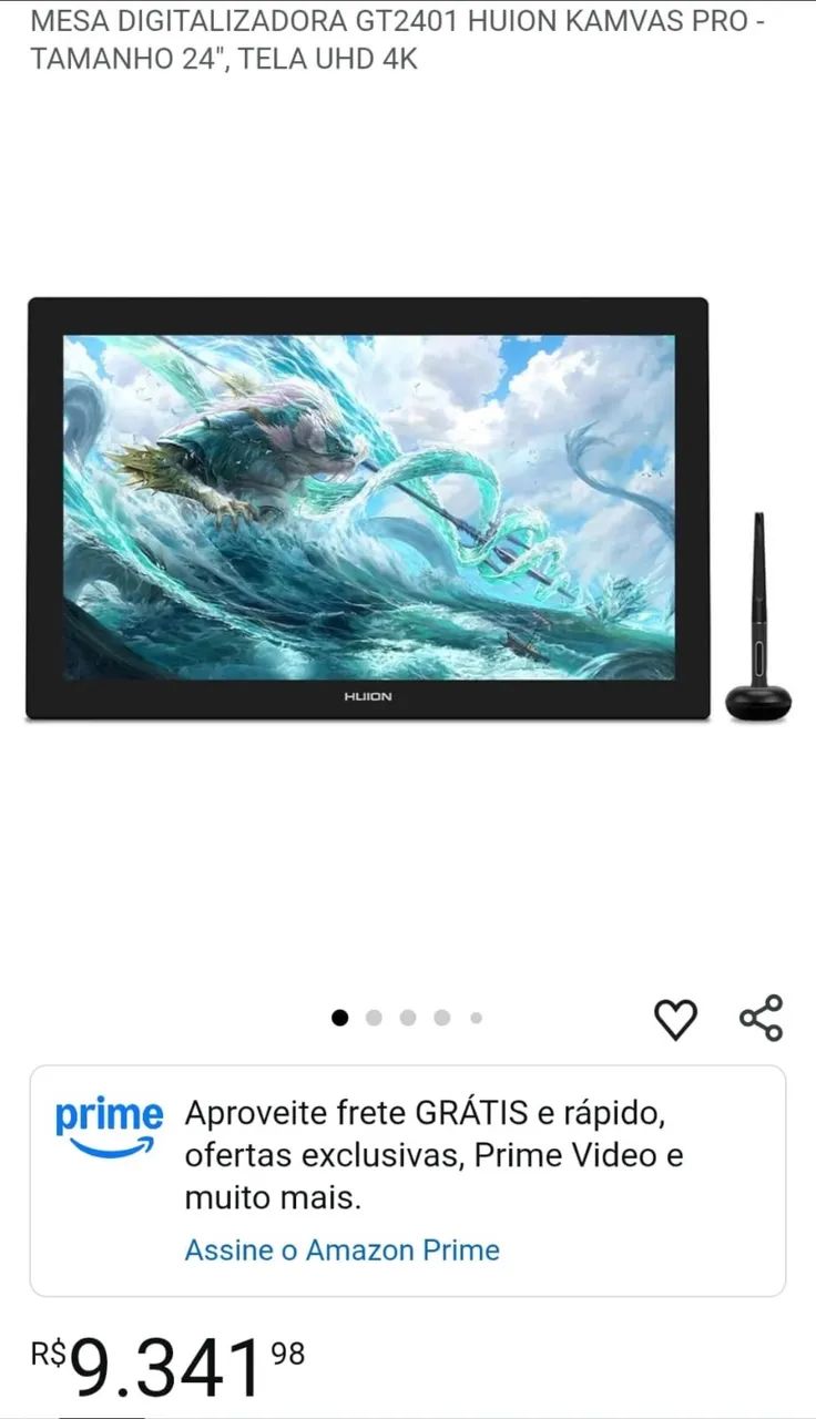 MESA DIGITALIZADORA GT2401 HUION KAMVAS PRO - TAMANHO 24", TELA UHD 4K (Lacrada sem uso) - Foto 2