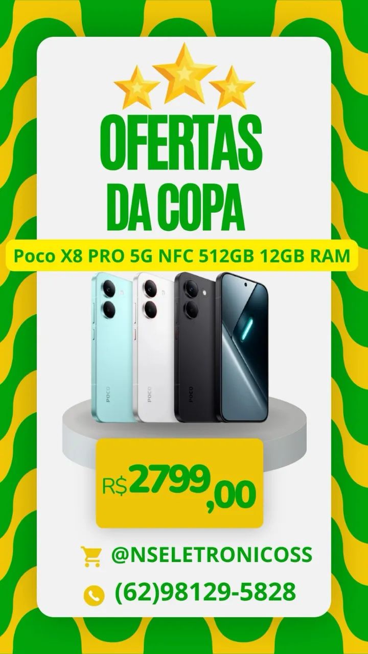 Celular Poco x8 PRO 512/12 5G NFC Versão Global Entregamos 