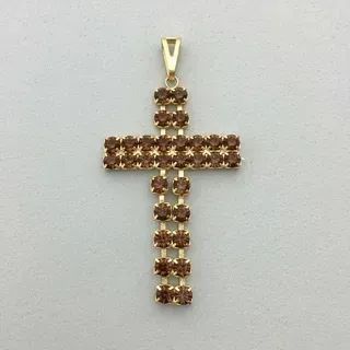 Pingente - crucifixo em strass marrom - Foto 3