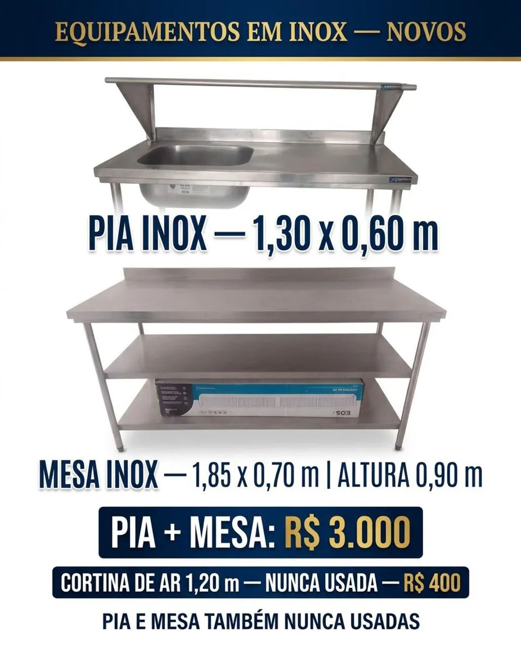 Bancada e pia de alumínio 
