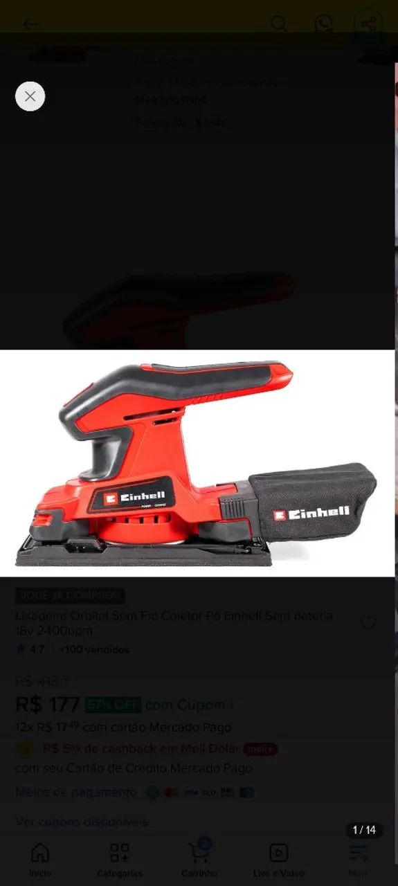 Lixadeira orbital einhell 18v brushless