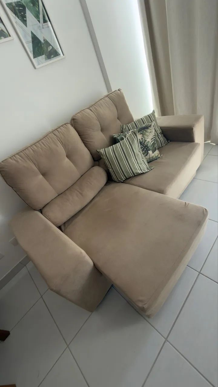 Sofá 3 lugares - Bege - Foto 2
