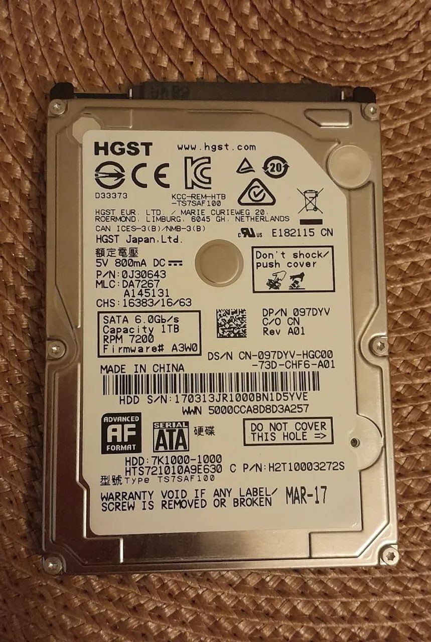 HD 1TB HGST COM SLOT INCLUSO