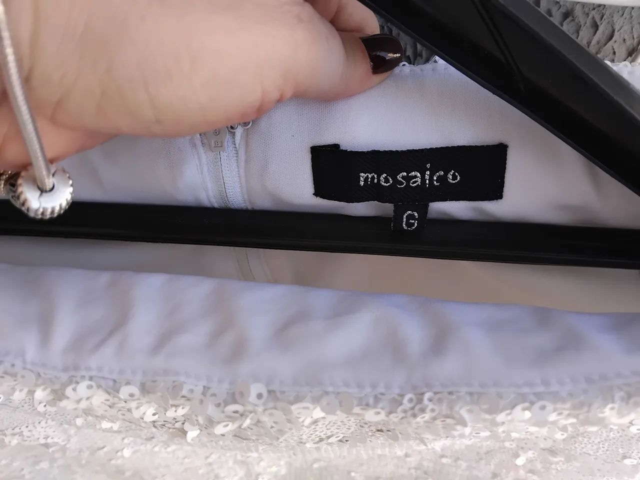 Minissaia em paetê branco com elastano tam G - Foto 2