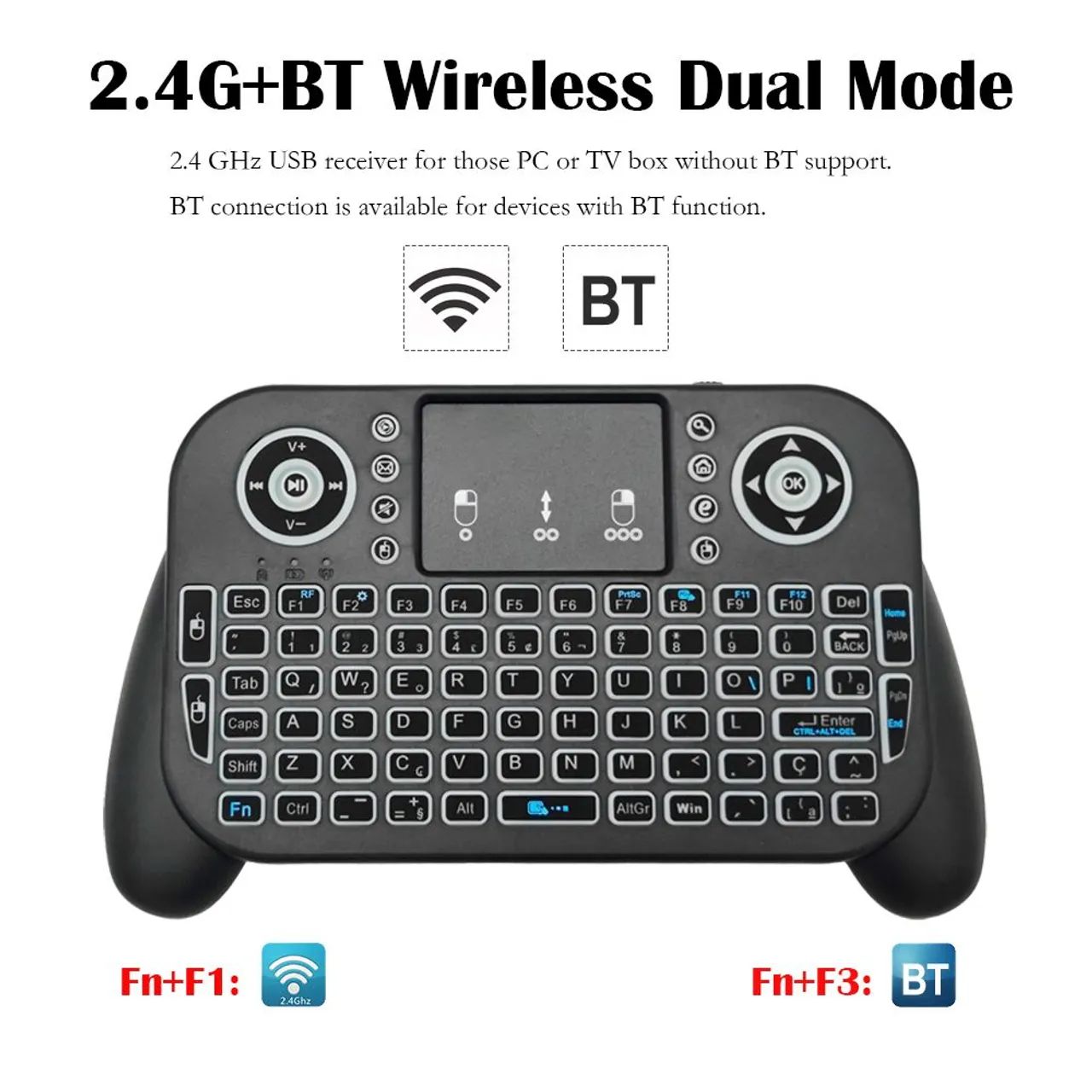 Mini Teclado Semfio V8 Retroiluminado 2.4ghz Bluetooth Air Mouse Touchpad para SmarTV - Foto 6