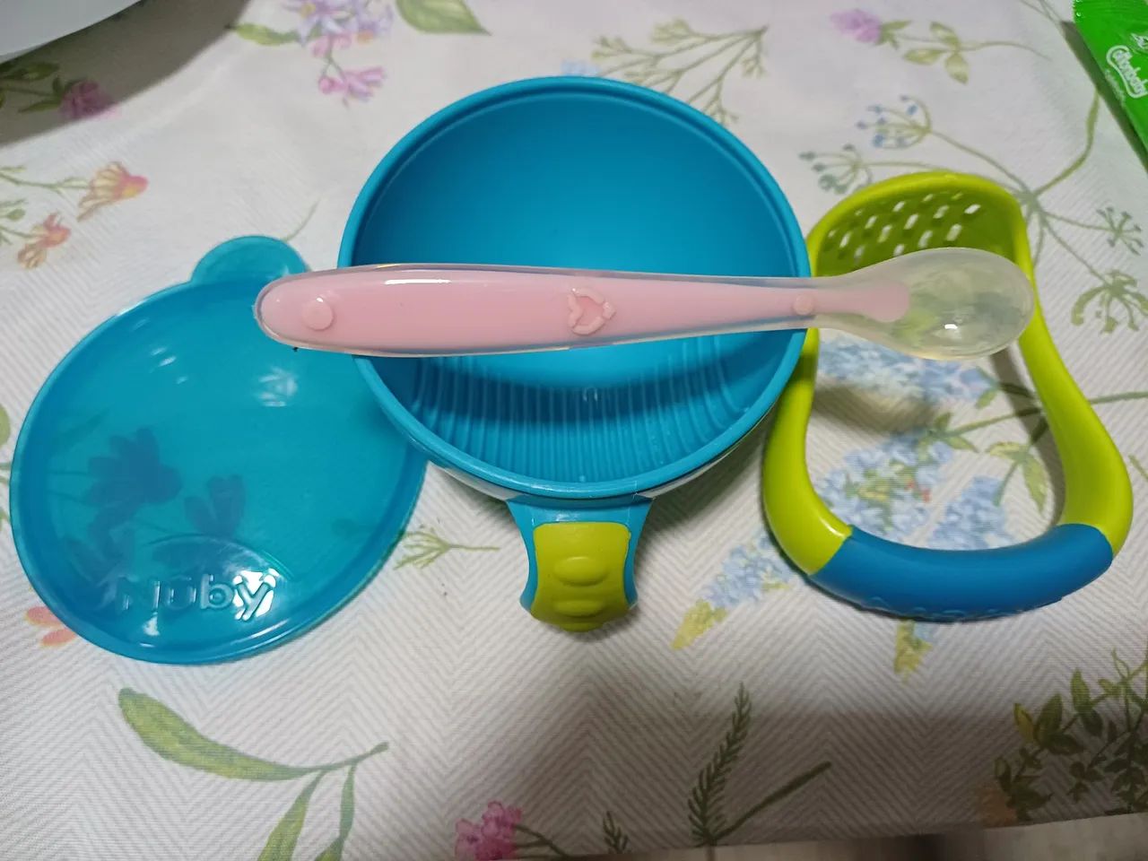 Kit preparador de papinha com colher de silicone 