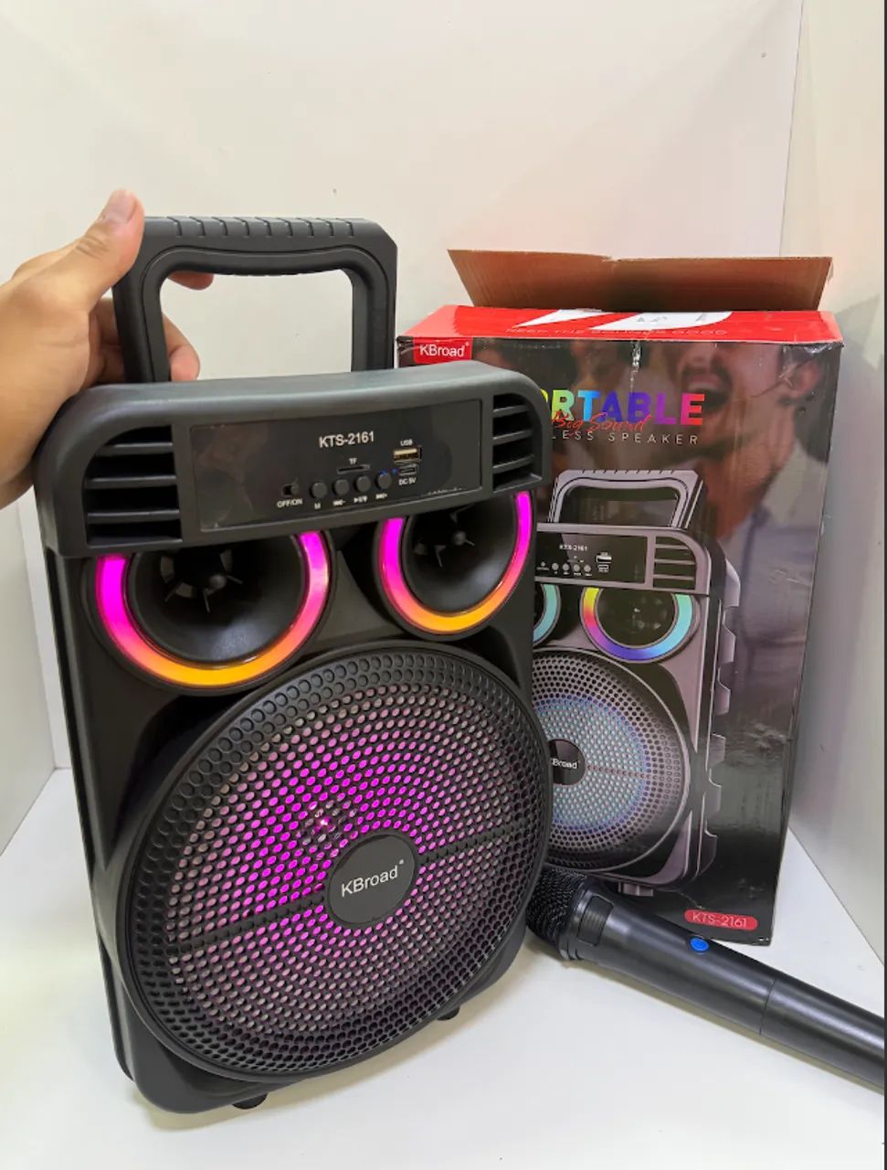 Caixa Som Grande Karaoke 1 Microfone Sem Fio Bluetooth - Foto 4