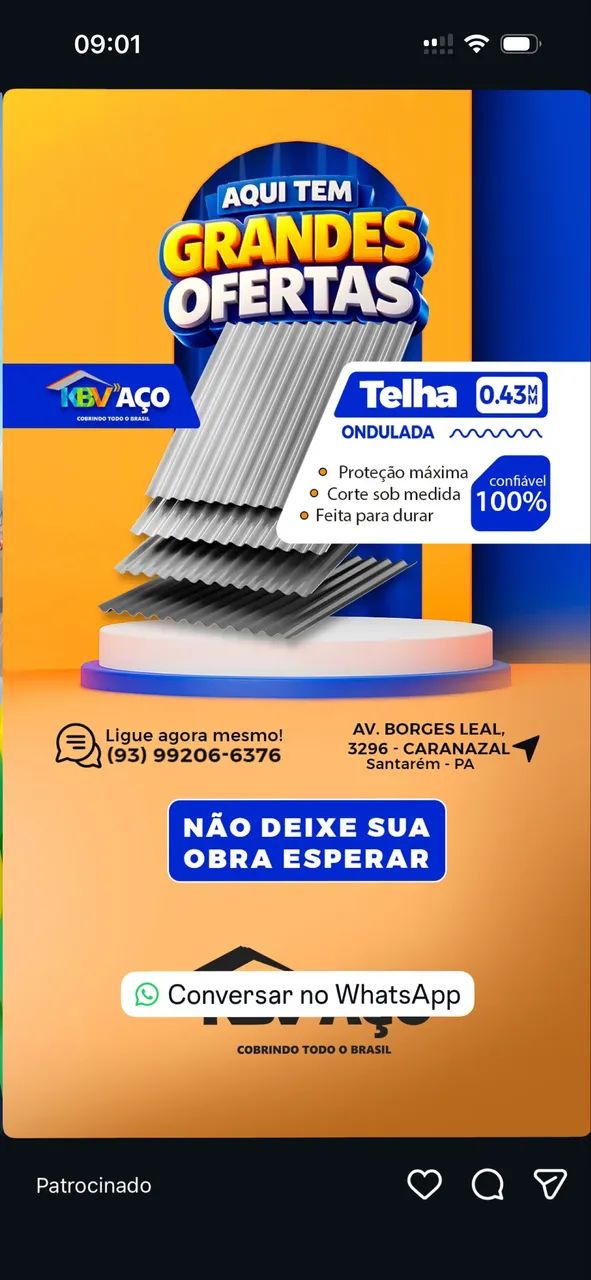 Telhas galvalume 0.43 mm