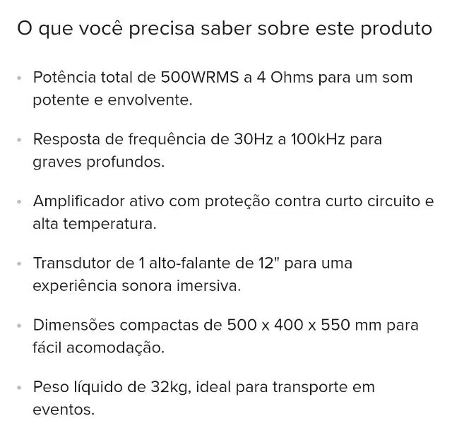 Subwoofer 12" ativo - Foto 4