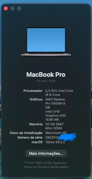 MacBook Pro i9 2019 16 polegadas 1TB 32RAM 8GB PLACA DE VIDEO - Foto 2