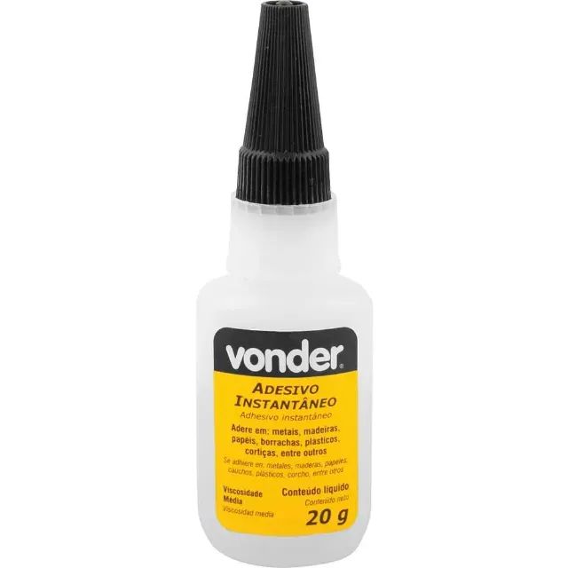 Adesivo instantâneo cianoacrilato, industrial, 20 g, VONDER